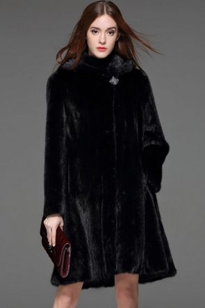3/4 Length Black Mink Fur Coat