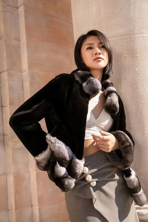 Mink Cashmere Coat with Chinchilla Fur Trim