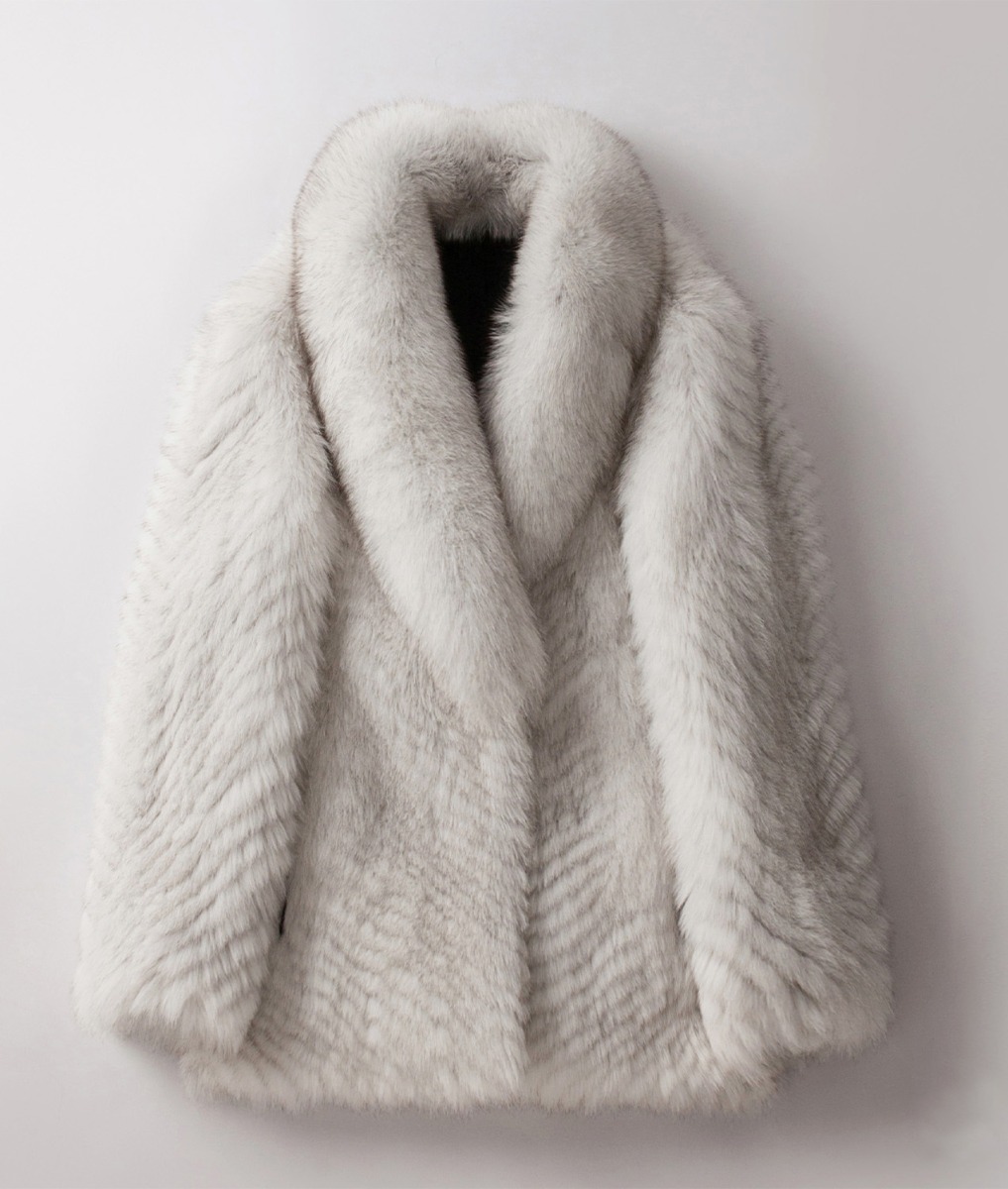 Men's White Fox Fur Coat 0244-1