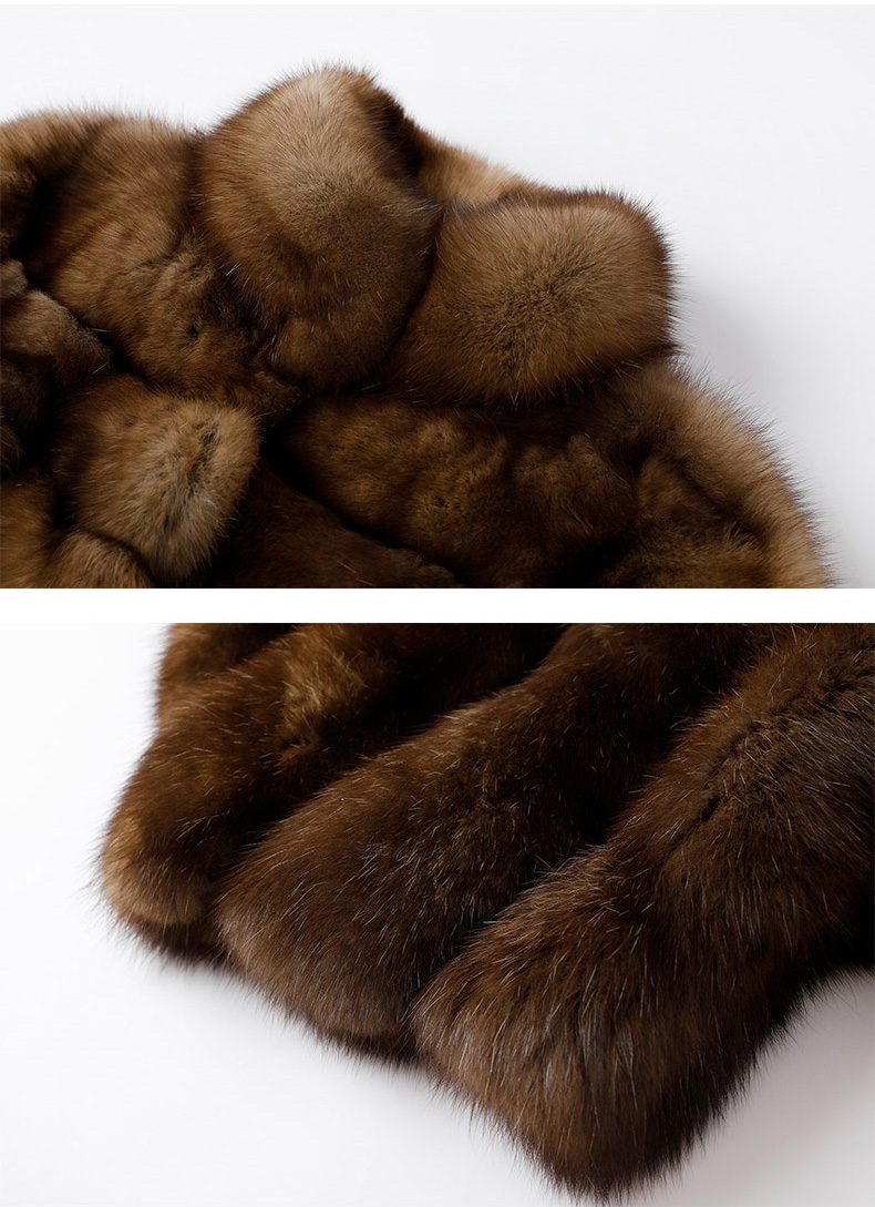 Stand Collar Sable Fur Coat 0278-3