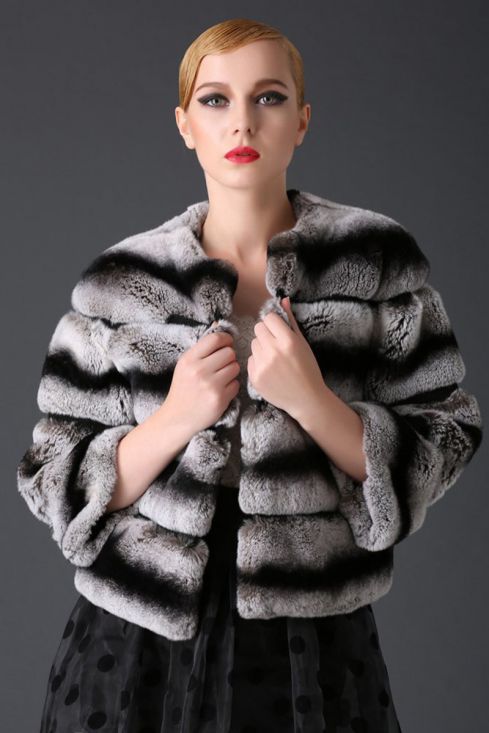 Rex Rabbit Fur Jacket with Chinchilla Fur Look