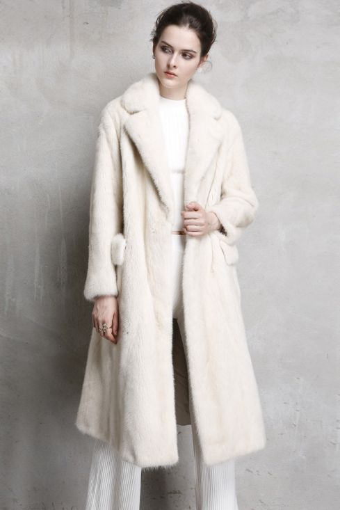 Pearl Mink Fur Jacket with stand collar