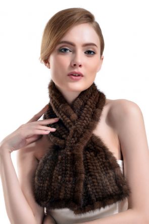 Knitted Mink Fur Scarf