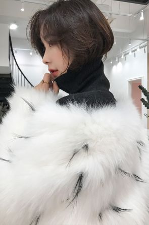 Knitted White Fox Fur Coat