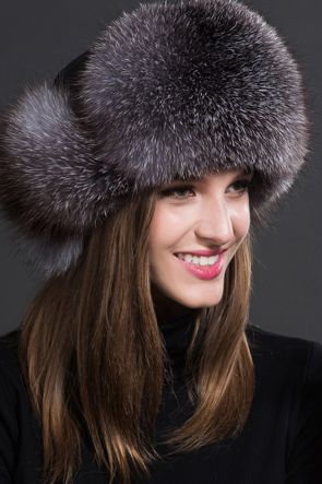 Silver Blue Fox Fur Trapper Hat