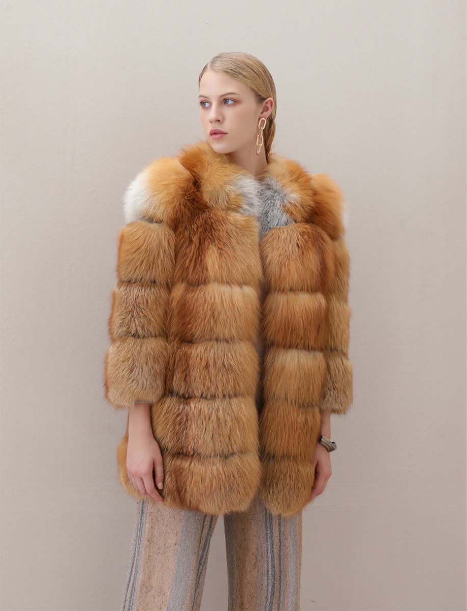Red Fox Fur Coat in Natural Golden 0026-4