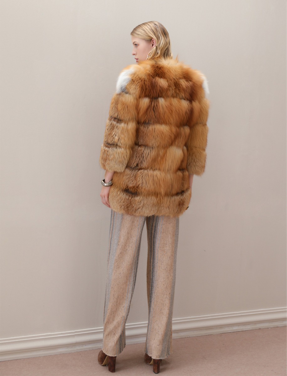 Red Fox Fur Coat in Natural Golden 0026-7