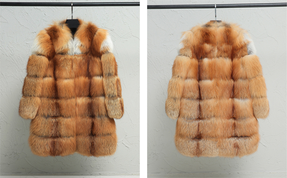 Red Fox Fur Coat in Natural Golden 0026-8