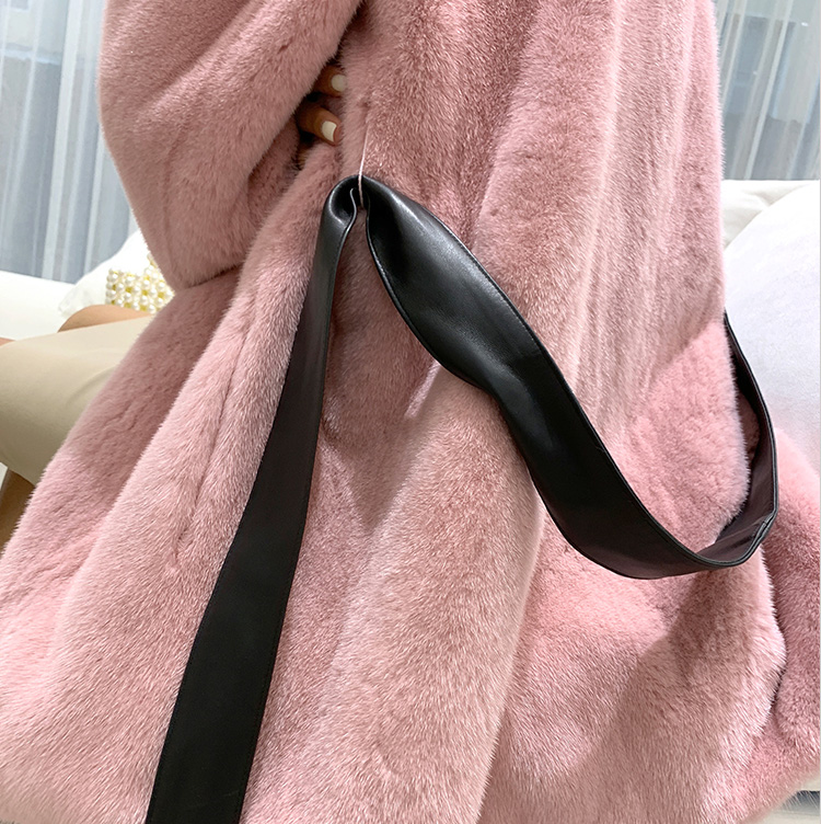 Mink Fur Coat with Leather Belt 0110-7