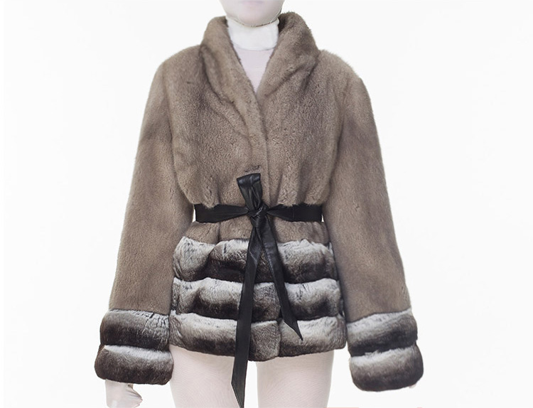 Mink Fur Jacket with Chinchilla Fur Trim 0115-10
