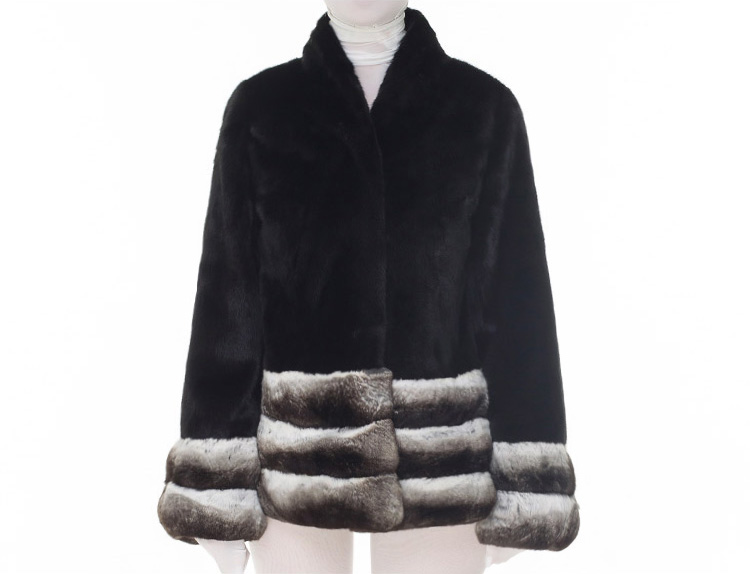 Mink Fur Jacket with Chinchilla Fur Trim 0115-12