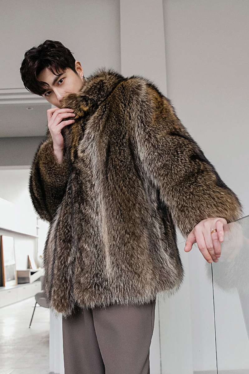 Men's Raccoon Fur Coat 0245-3