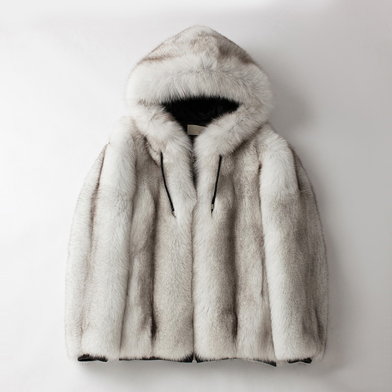 Men's Hooded Fox Fur Coat 0247-1