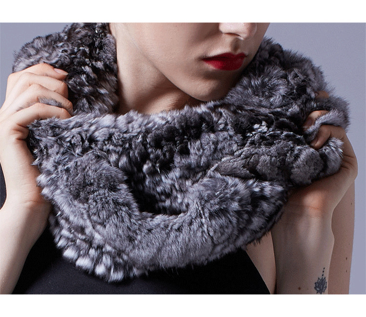 Chinchilla Fur Knitted Wrap 042 Details 1