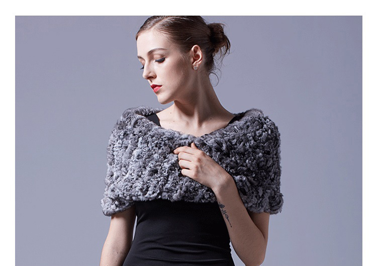 Chinchilla Fur Knitted Capelet 044 Details 2