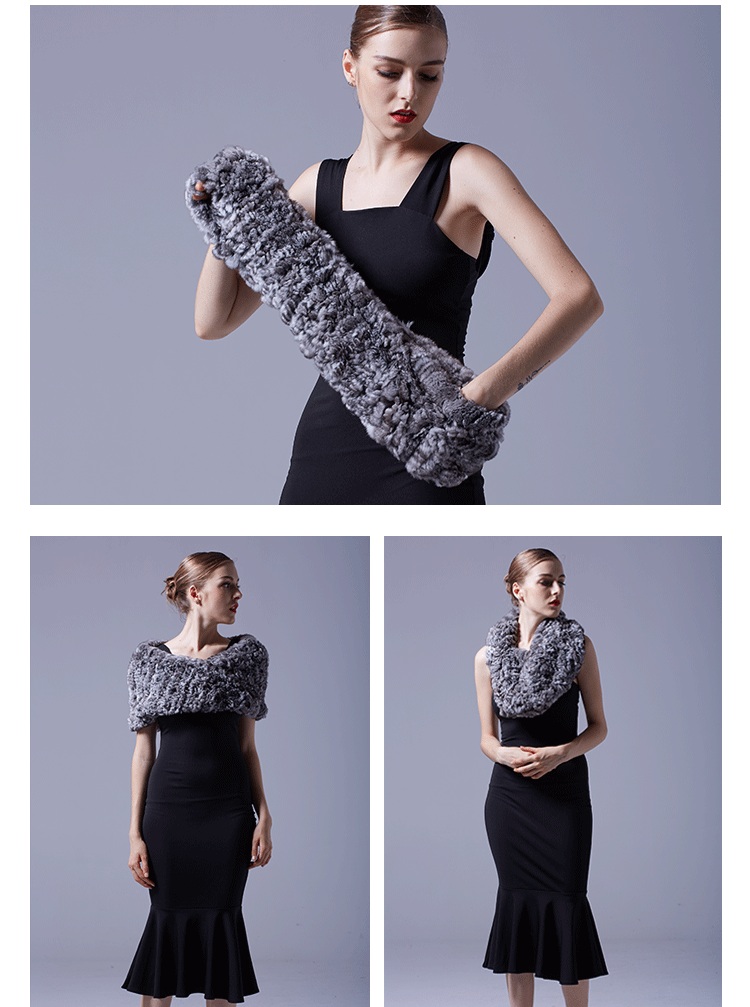 Chinchilla Fur Knitted Capelet 044 Details 5