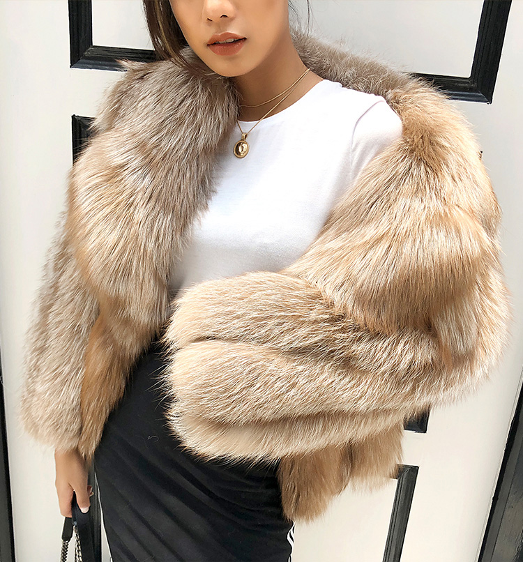 Cropped Chocolate Fox Fur Jacket 271 Details 4