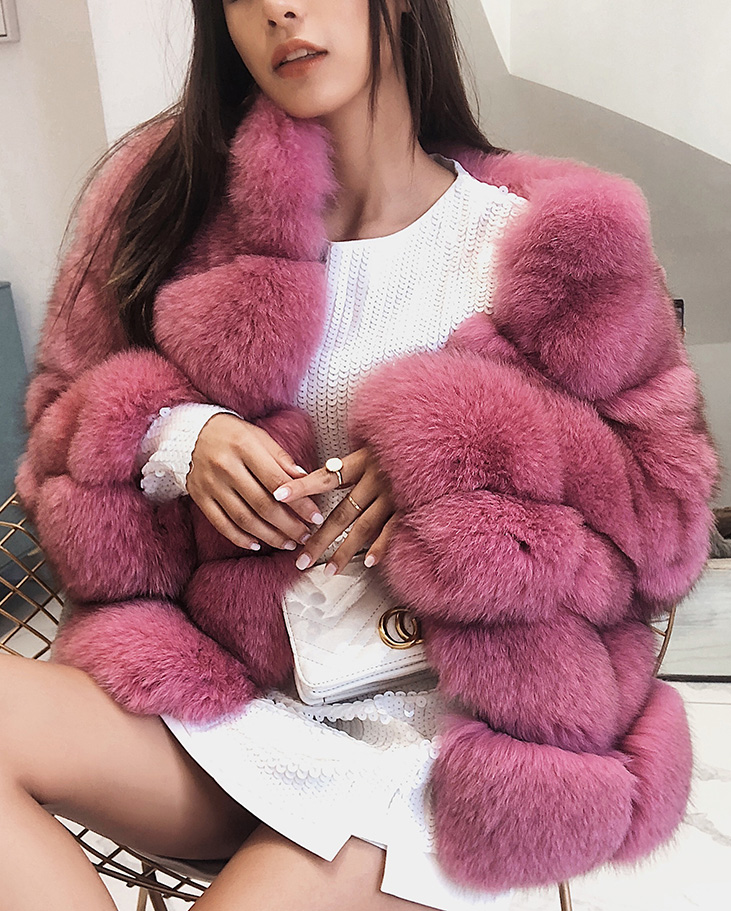 Pink Fox Fur Coat 278-5
