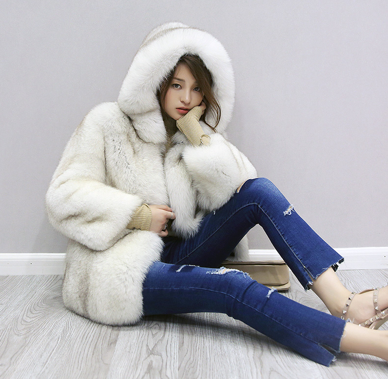 Hooded Fox Fur Coat 329-3