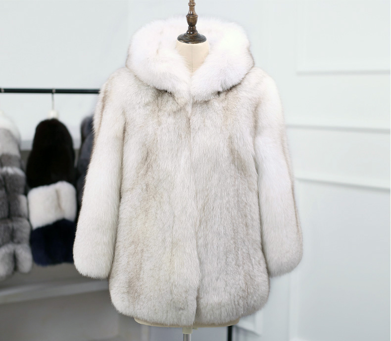 Hooded Fox Fur Coat 329-5