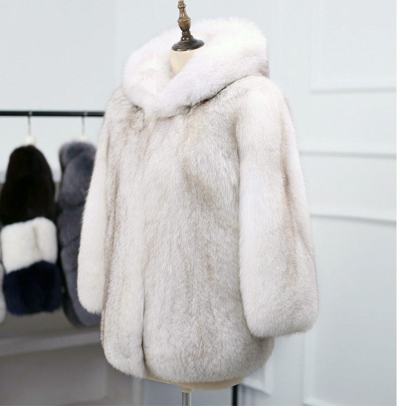 Hooded Fox Fur Coat 329-6