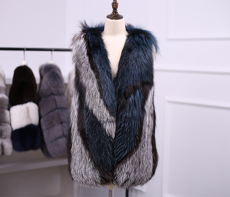 Multicolored Silver Fox Fur Vest 333-6