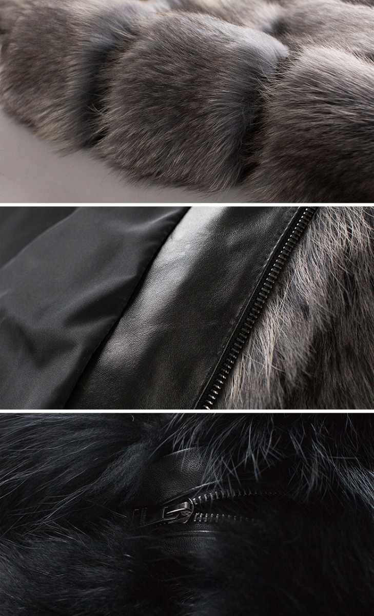 Men's Raccoon Fur Long Coat 399-4