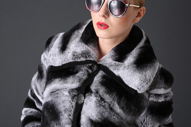 Rex Rabbit Fur Coat with Chinchilla Look 787 Details 1
