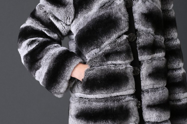 Rex Rabbit Fur Coat with Chinchilla Look 787 Details 2