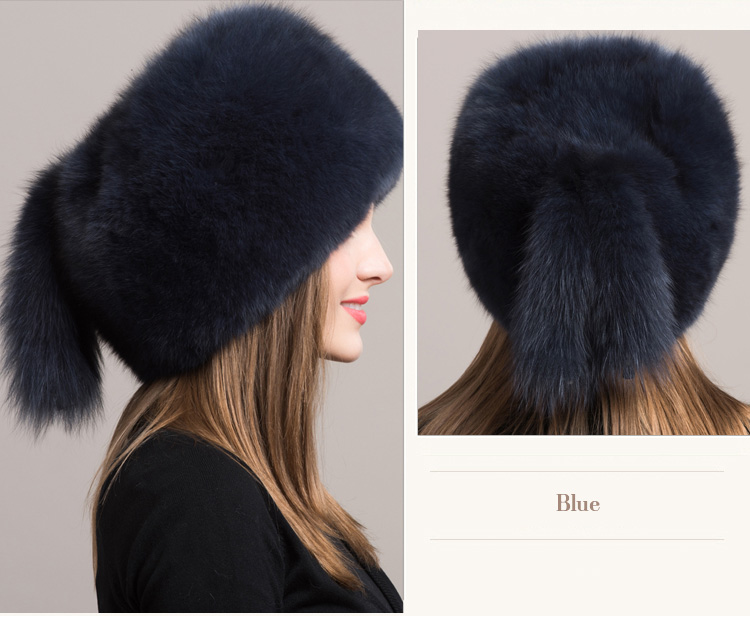 Fox Fur Hat 854 Blue 3