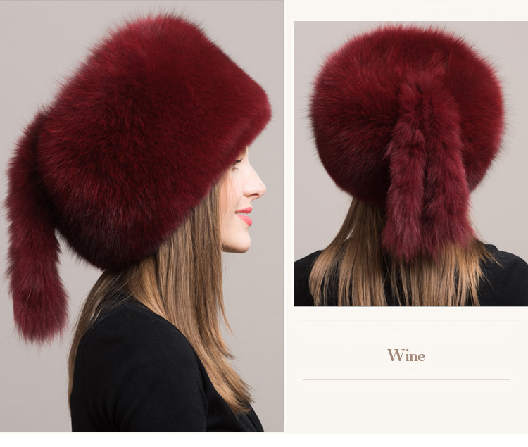 Fox Fur Hat 854 Wine 3