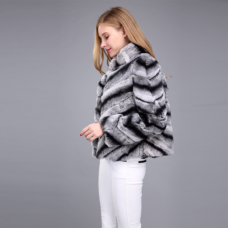 Rex Rabbit Fur Jacket with Chinchilla Look 950 Details 3