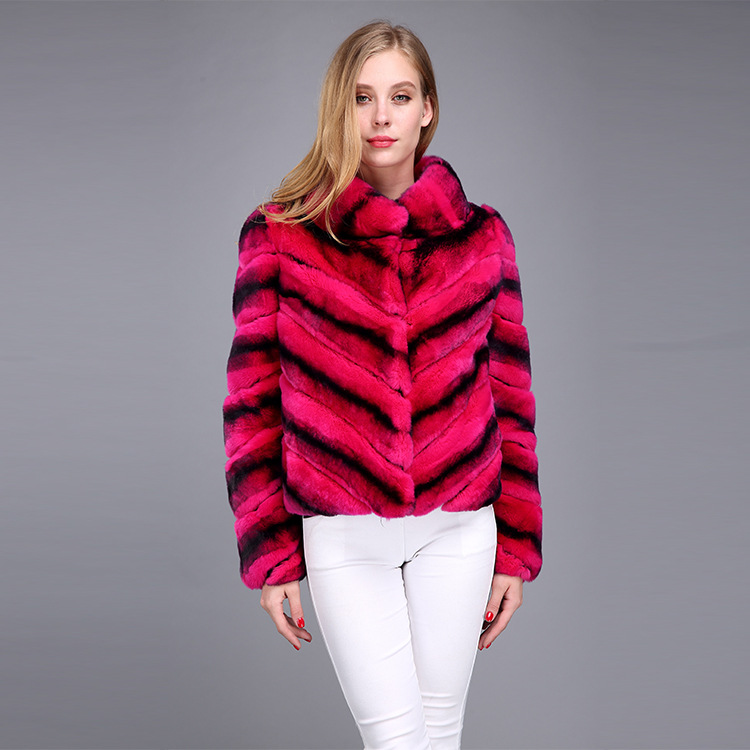Rex Rabbit Fur Jacket with Chinchilla Look 950 Details 4