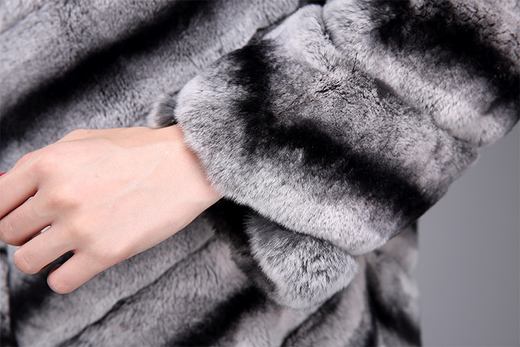 Rex Rabbit Fur Coat with Chinchilla Look 951 Details 18