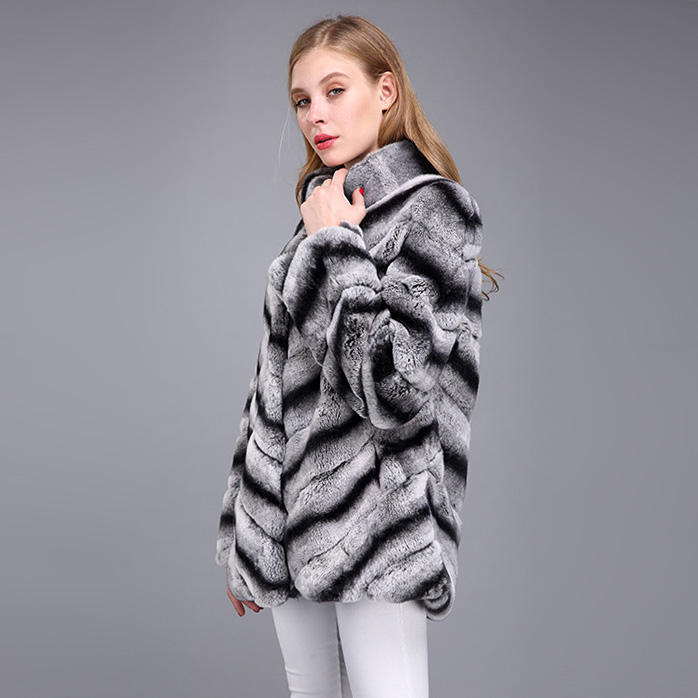 Rex Rabbit Fur Coat with Chinchilla Look 951 Details 4