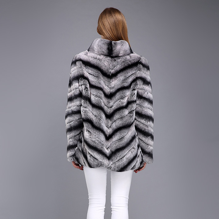 Rex Rabbit Fur Coat with Chinchilla Look 951 Details 5