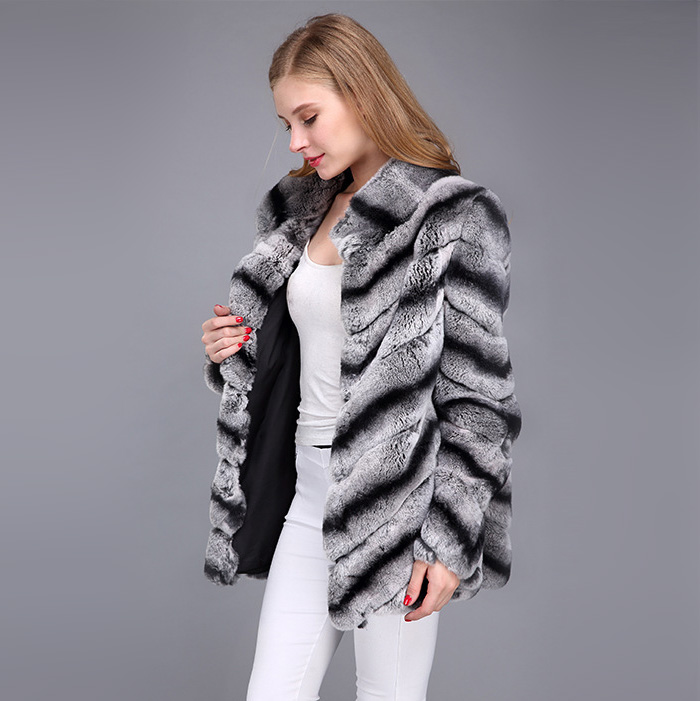 Rex Rabbit Fur Coat with Chinchilla Look 951 Details 8